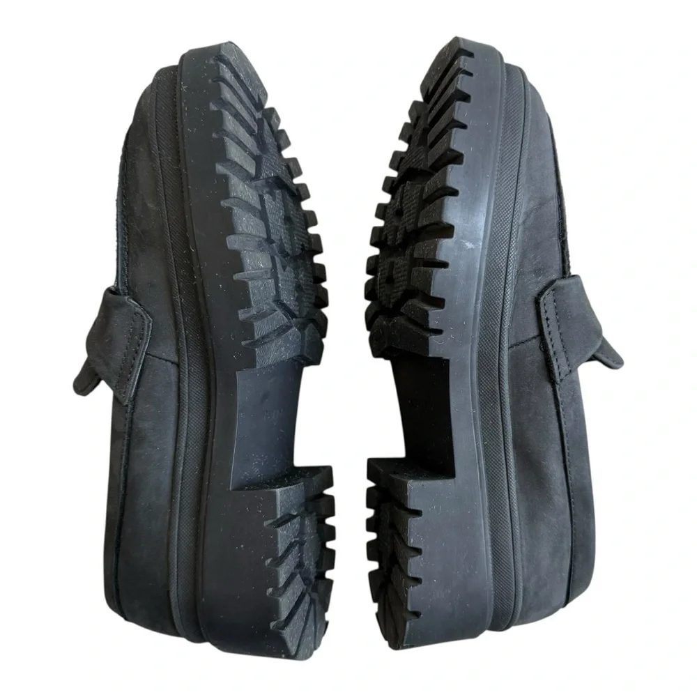 Portland Leather Goods Patina Shadow Black Zoe Chunky Loafers Size 6.5 - Picture 7 of 15